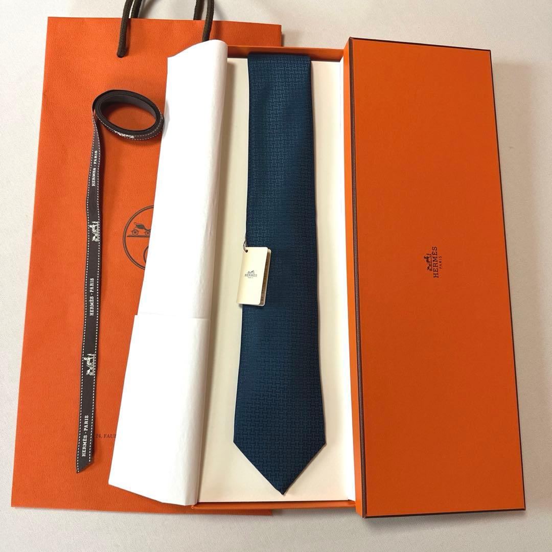 エルメス ネクタイ H織りタイ 7 cm 《アップサイド・ダウン》新品 未使用