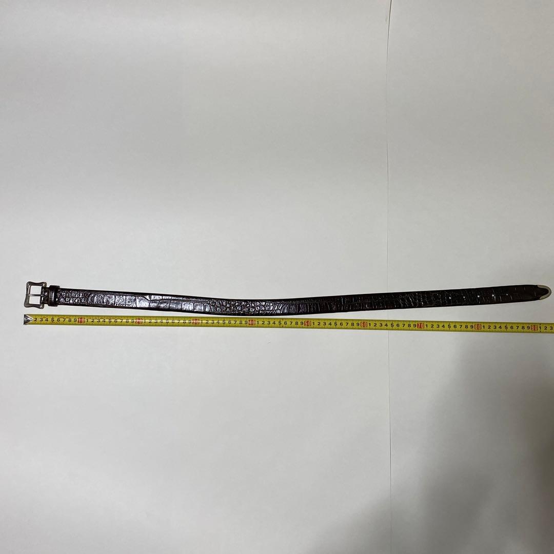 ベルト　幅30mm クロコ型押し　ダークブラウン　32 80