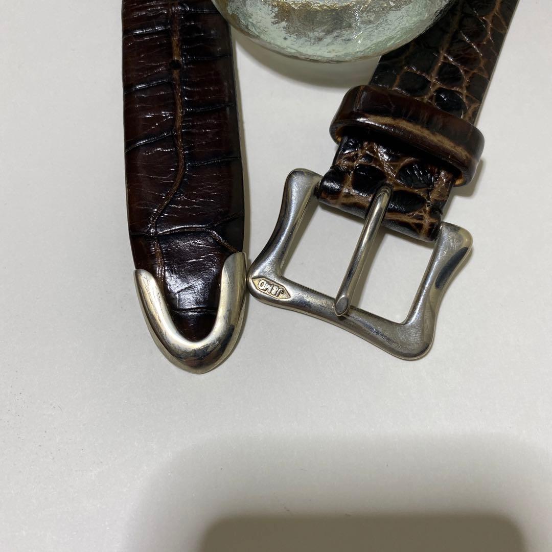 ベルト　幅30mm クロコ型押し　ダークブラウン　32 80