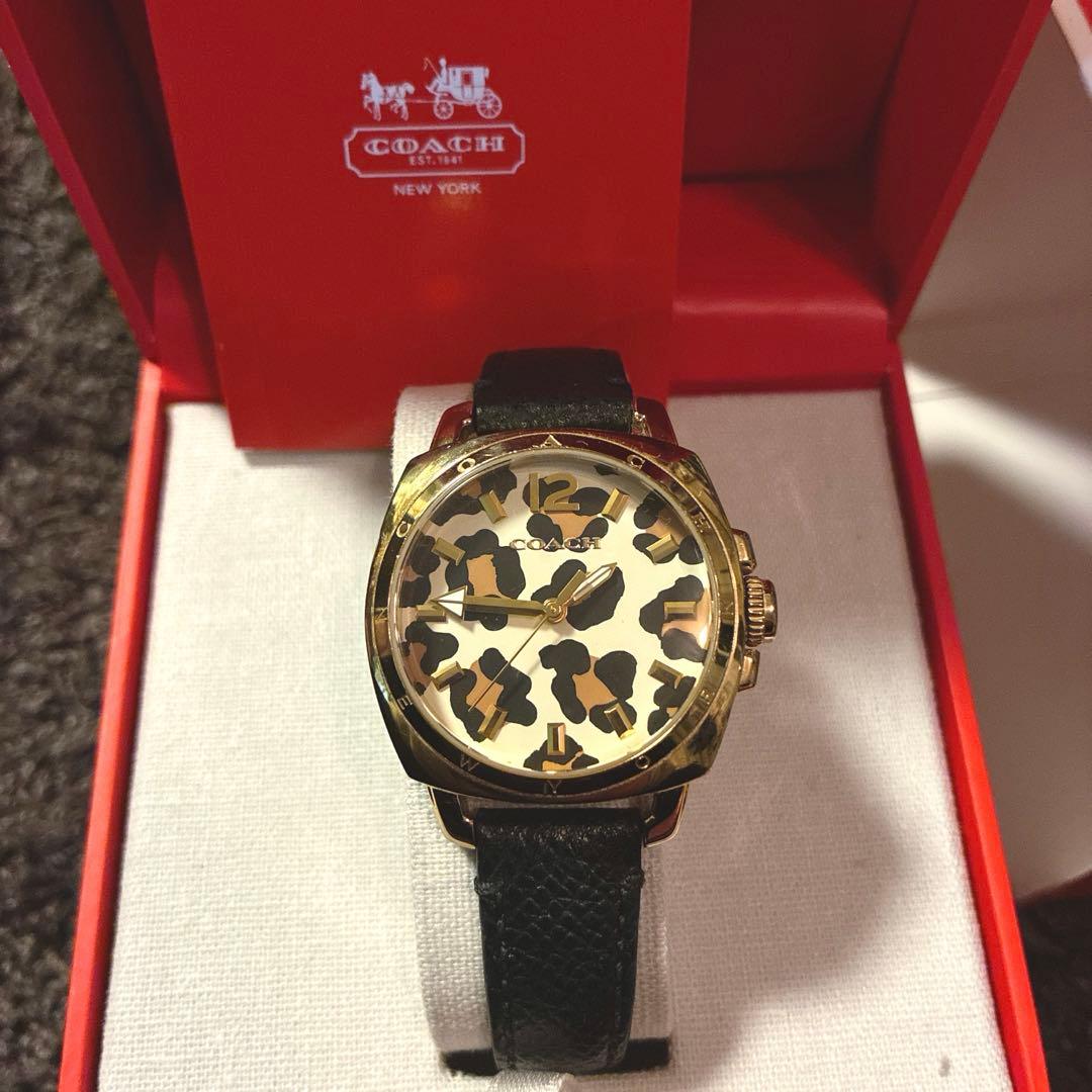【新品電池】コーチ COACH 腕時計 レオパード柄 箱付き