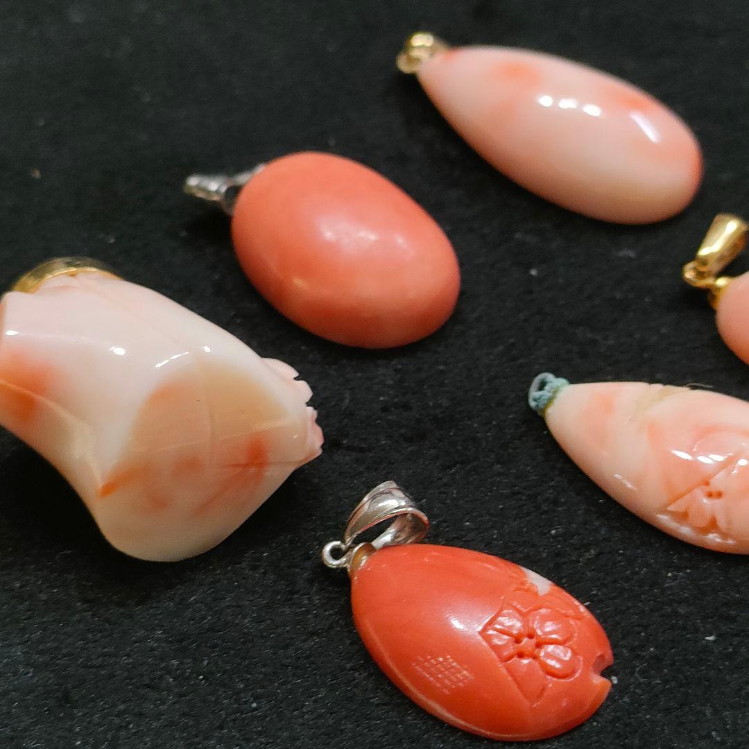 CP32　珊瑚　赤珊瑚　ペンダントトップ　6点