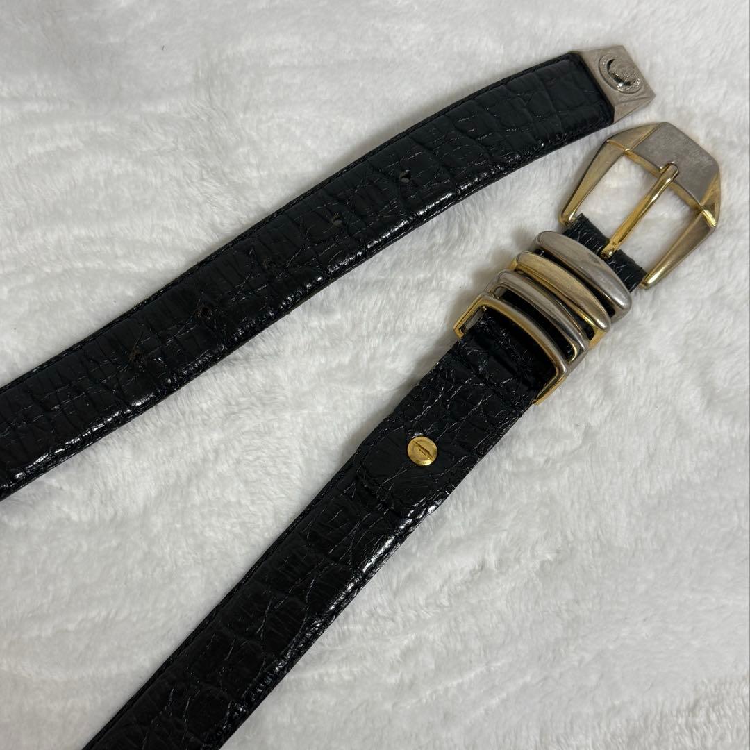 ヴェルサーチ★ベルト★クロコ調型押し★レザー★黒系