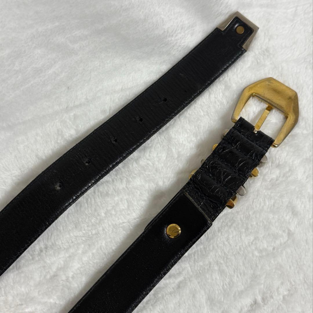ヴェルサーチ★ベルト★クロコ調型押し★レザー★黒系
