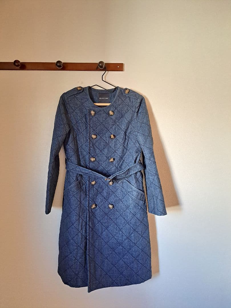 BORDERS at BALCONY ダークブルー トレンチコート