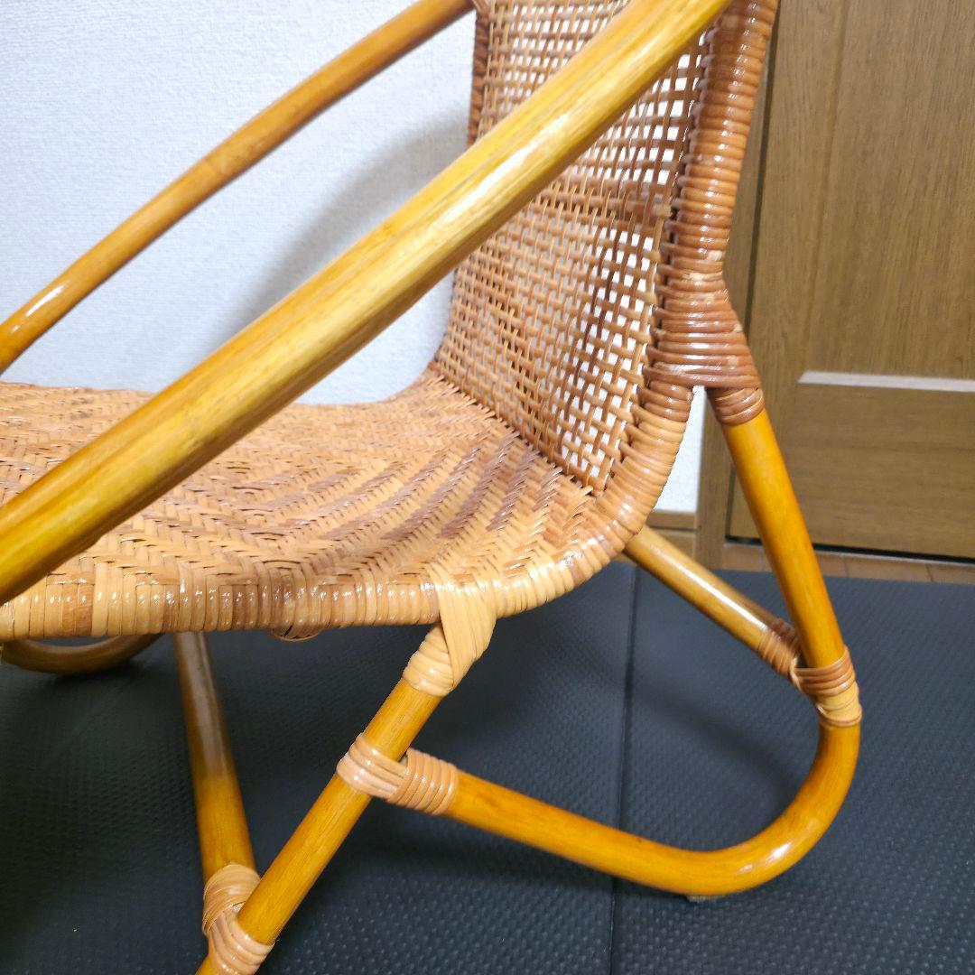 古家具　ナチュラル　天然素材　籐ラタンフレーム ラタンチェア 椅子 アームチェア