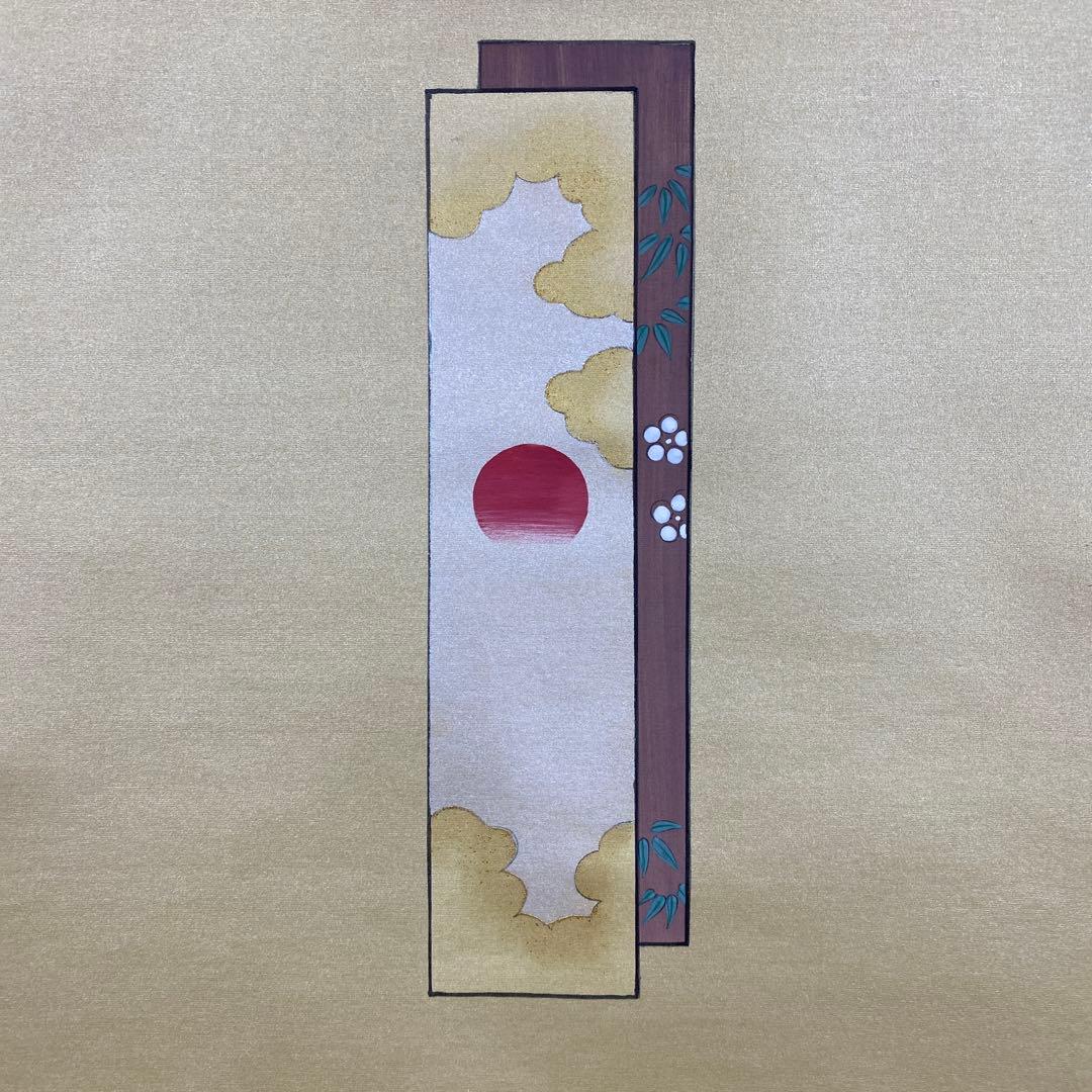 美品 掛け軸 国井幸雪作 金地 立雛図 共箱 縁起物 桃の節句 二重箱 雛人形