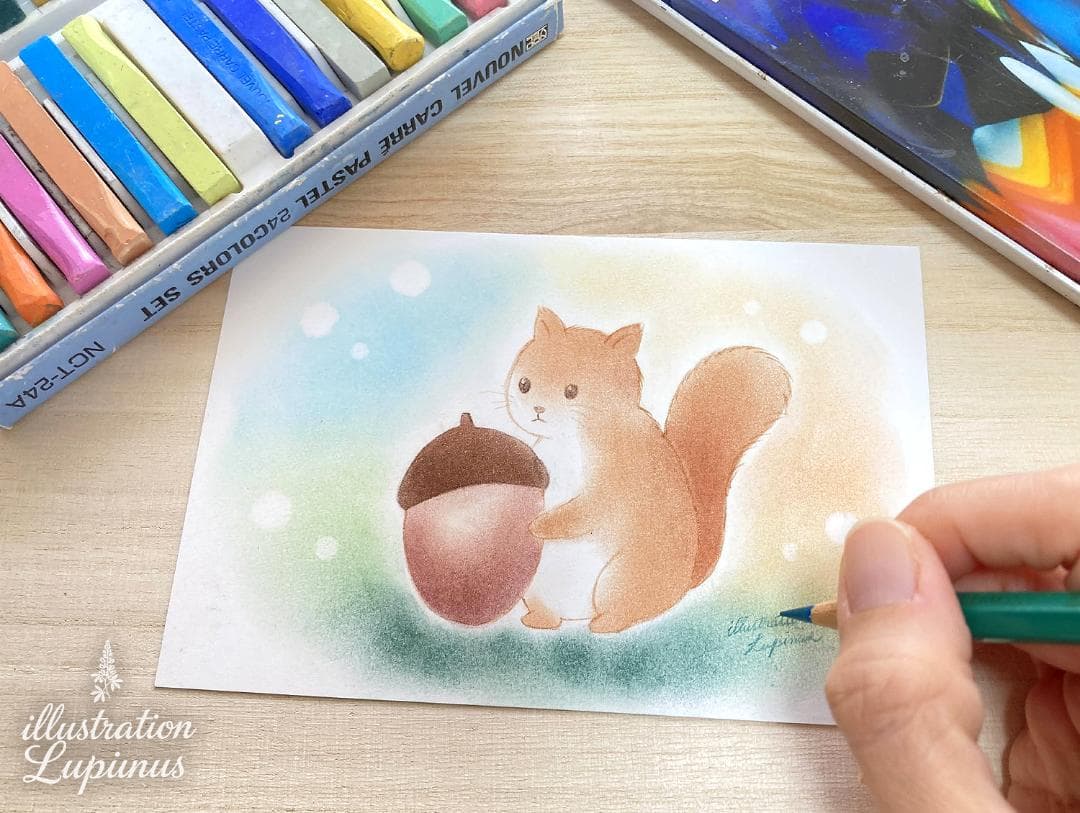 【展示用】原画 パステルアート 夜 星 絵画 風景画 インテリア ハンドメイド