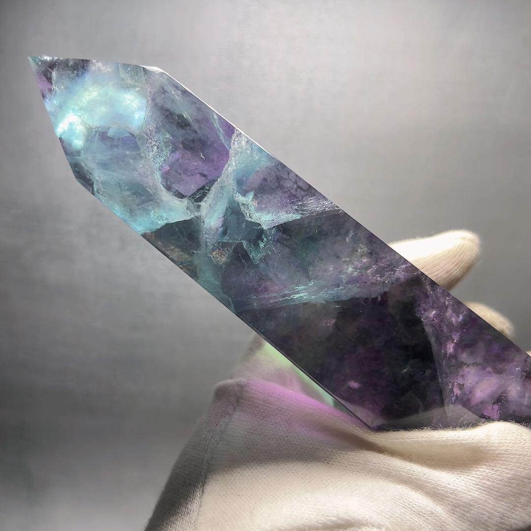 天然石 ブルーグリーンフローライトタワー ①