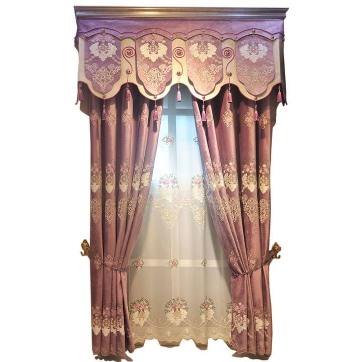 ヨーロピアン　レースカーテン   カーテン　ポールカーテン　刺繍