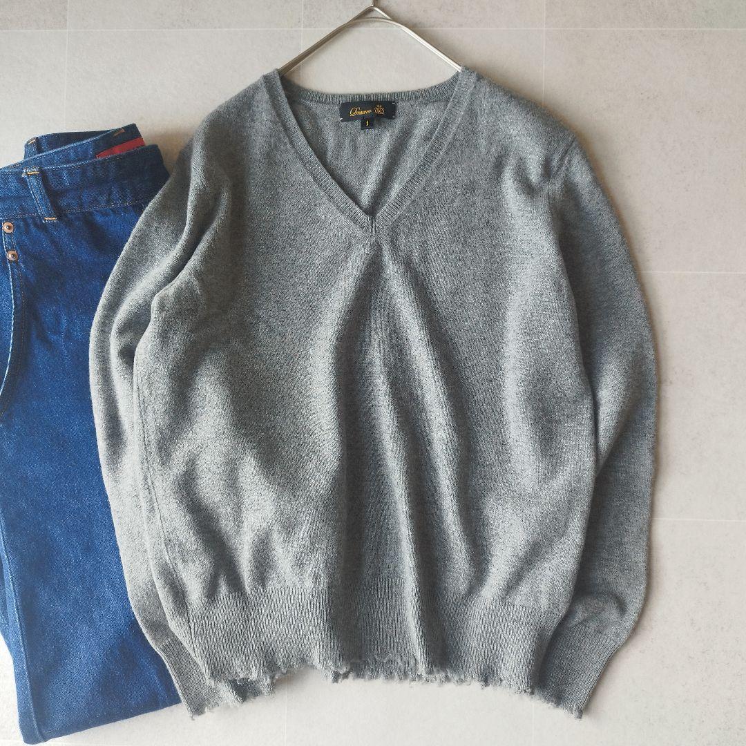 高級！定価5.8万✨️ Drawer カシミヤ100％Ｖネックフリンジニット