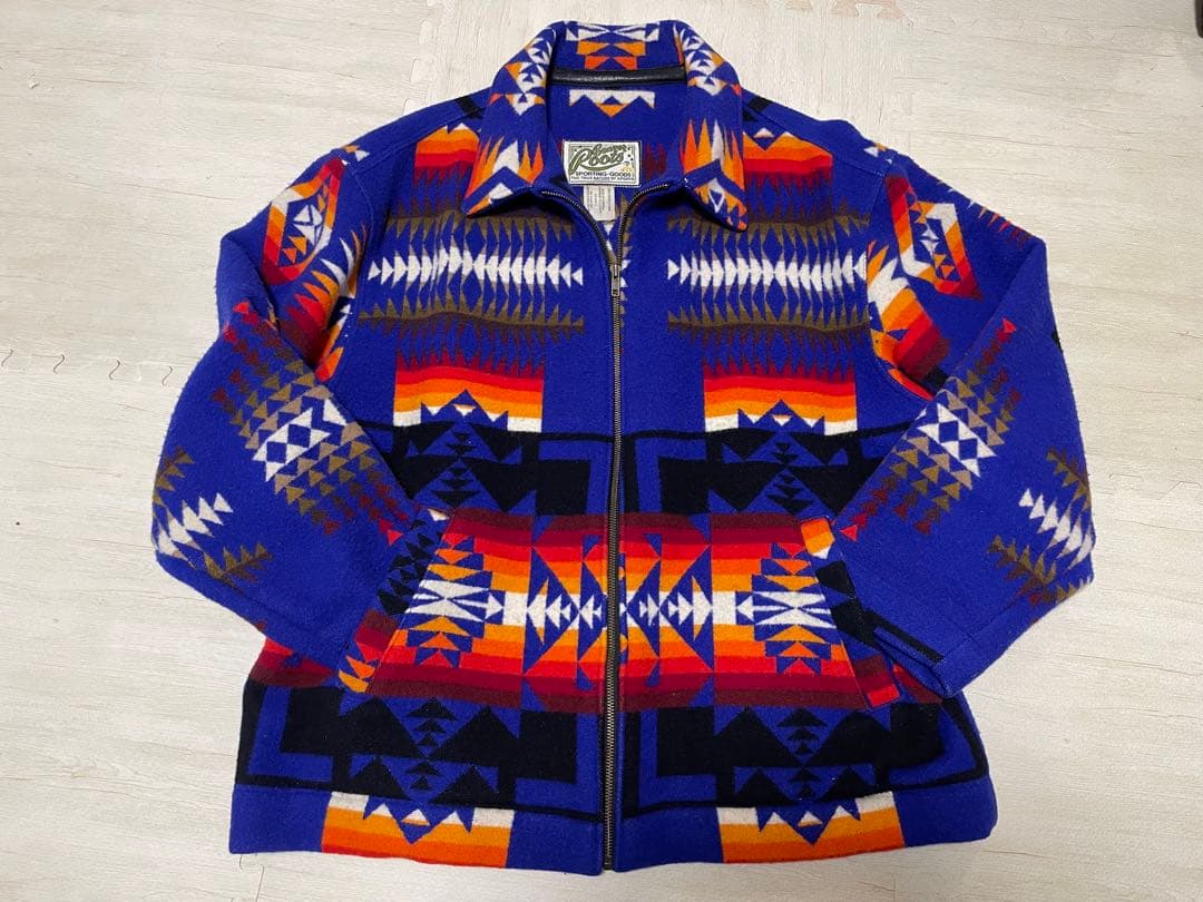 90's Beaver Roots 100%ウールリネン レアネイティブ柄 美品