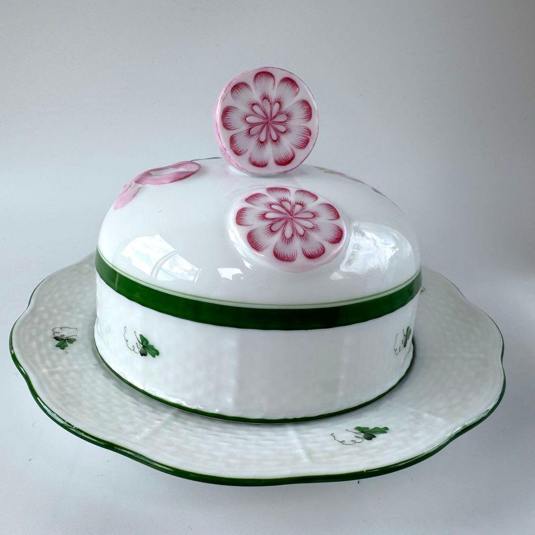 ヘレンド　バターディッシュ　蓋付きバター入れ　バター皿　ウィーンの薔薇