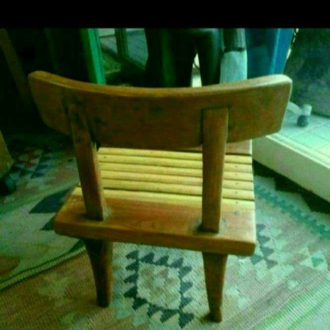 インドネシア　古材チークと竹の小さな椅子