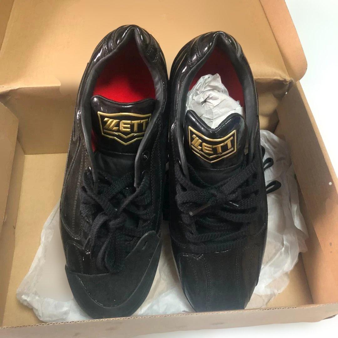 ◆419◆【新品】ZETT 黒 スパイクシューズ 26.0㎝　Pカバー付き