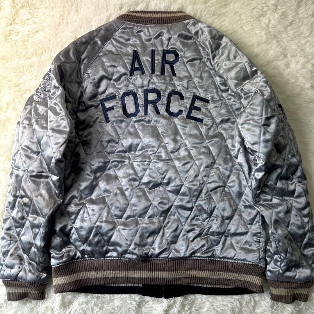 希少/XLサイズ✨AVIREX スカジャン　別珍　ベロア　キルティング　ワッペン