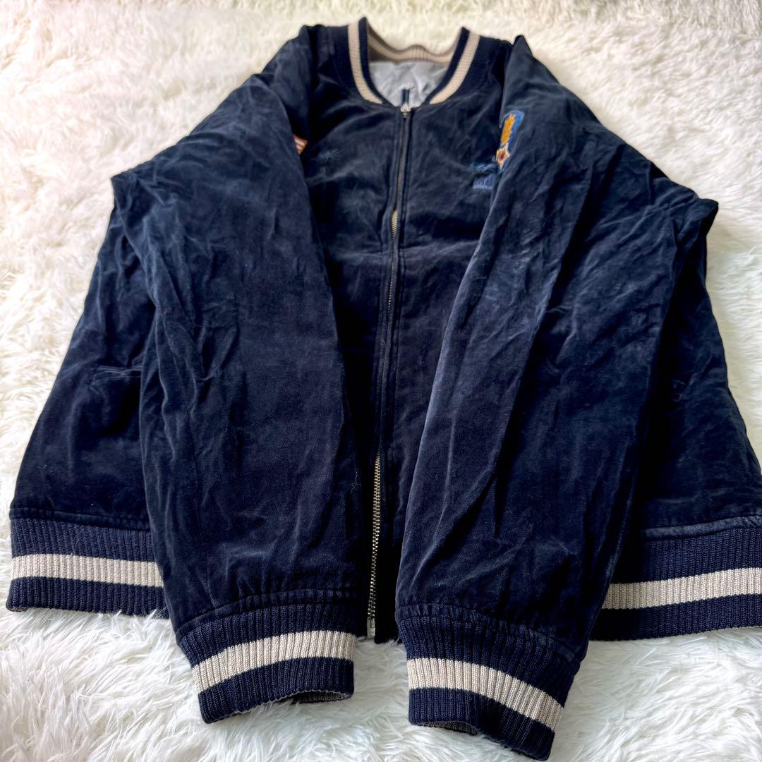 希少/XLサイズ✨AVIREX スカジャン　別珍　ベロア　キルティング　ワッペン