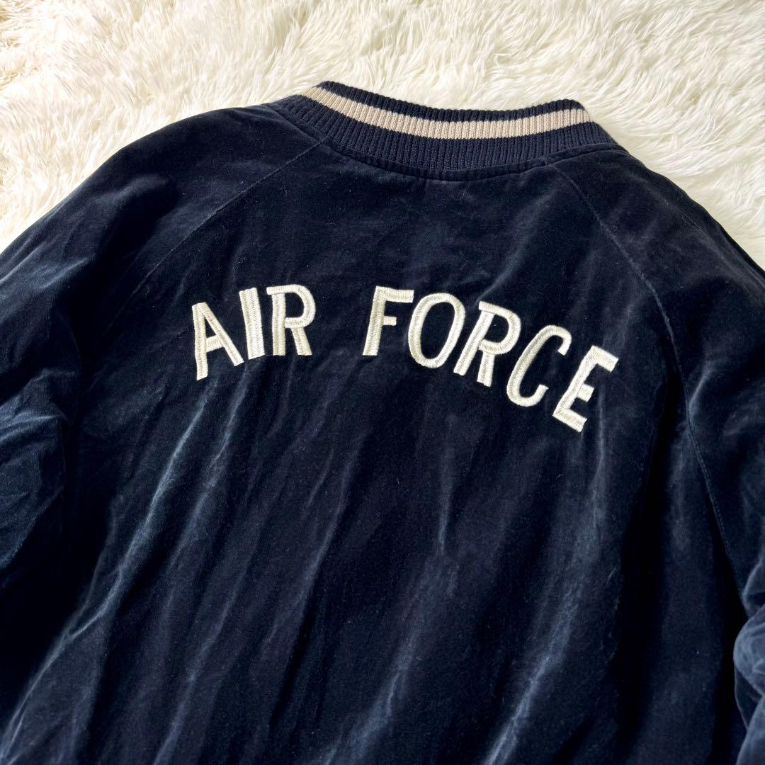 希少/XLサイズ✨AVIREX スカジャン　別珍　ベロア　キルティング　ワッペン