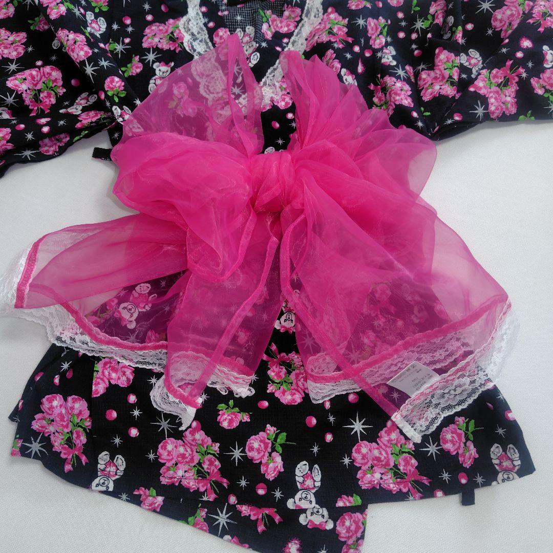 浴衣ドレス　薔薇柄　地雷系　平成姫ギャル　160cm和ロリY2K兵児帯セット売り