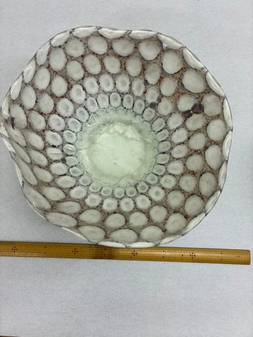 波状デザイン　ガラス花器 水盤