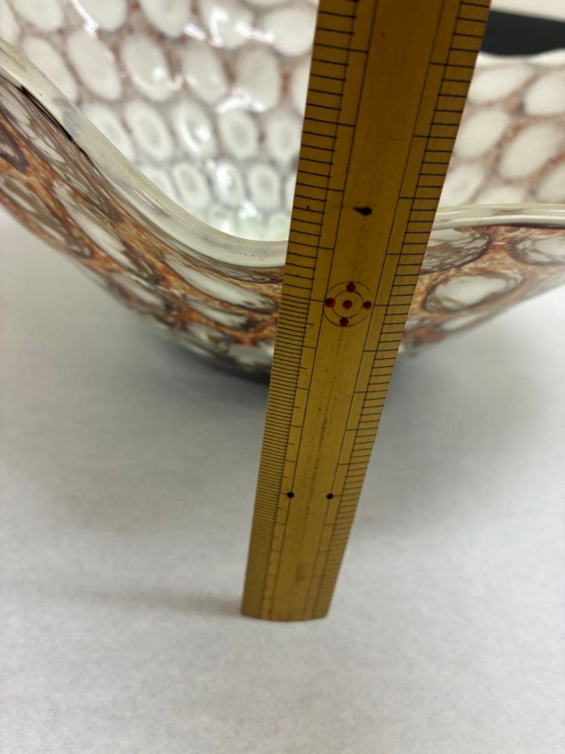 波状デザイン　ガラス花器 水盤