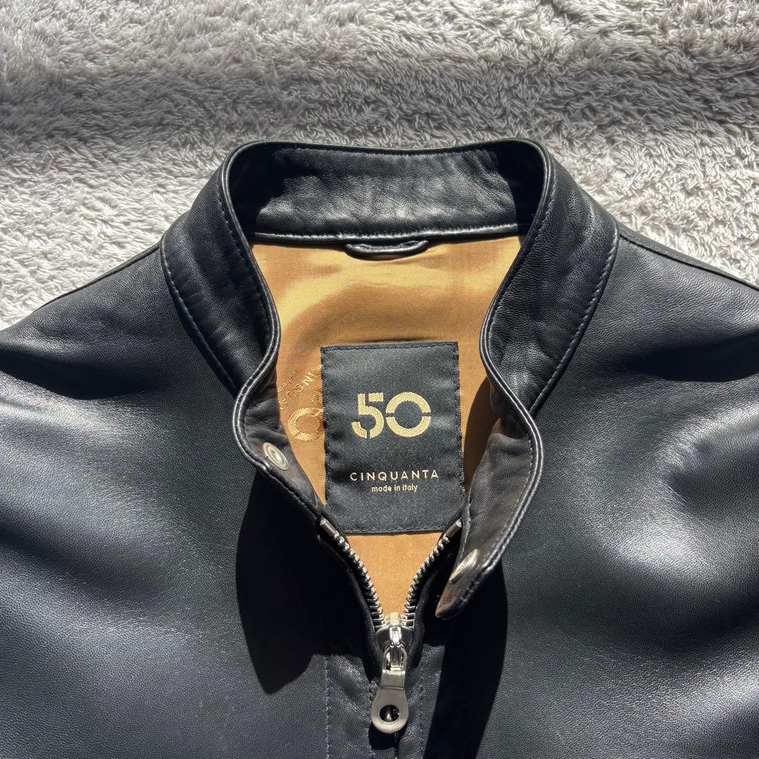 【美品】CINQUANTA メンズシングルライダース ブラック