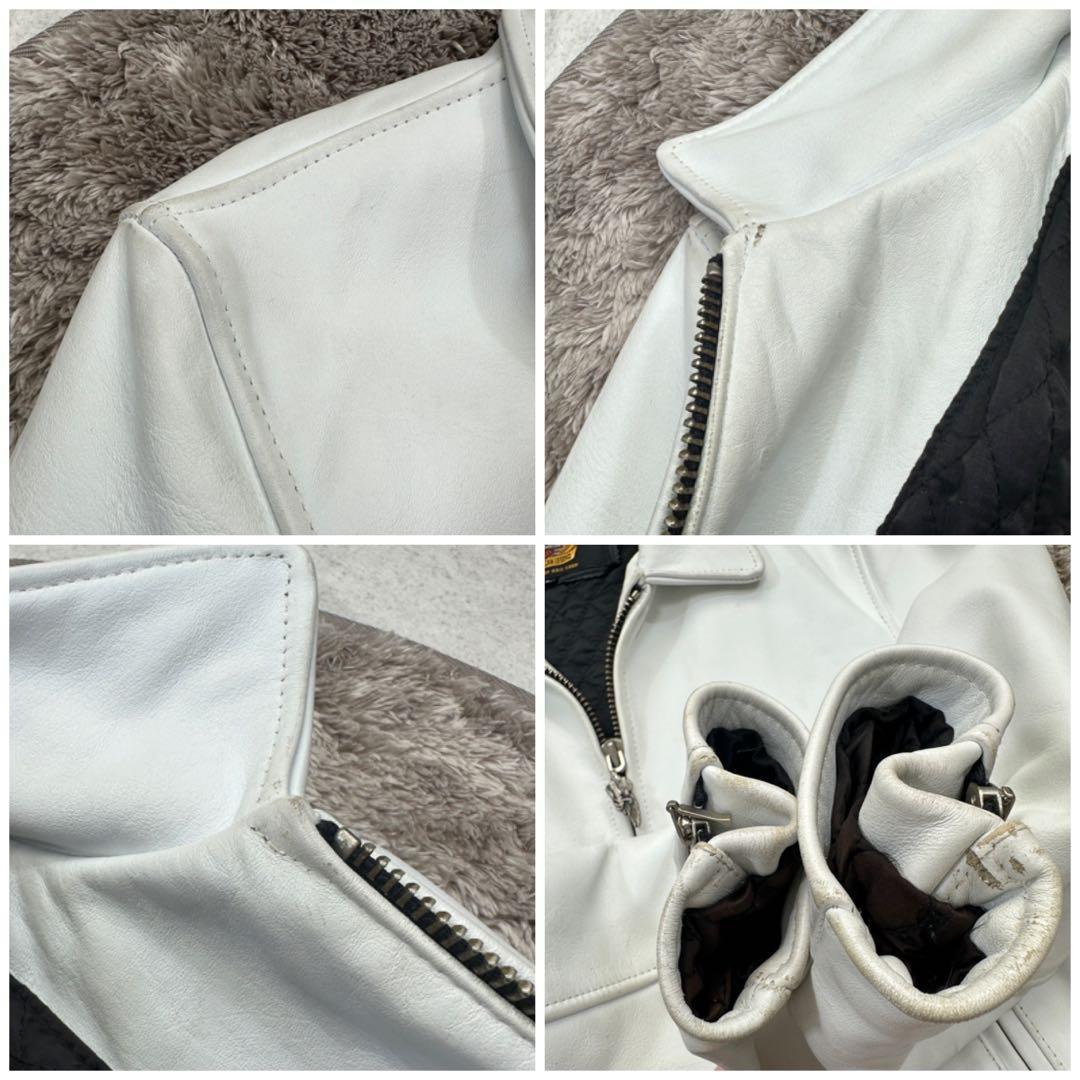 希少【ハーレーダビッドソン】シングルライダース 牛革 裏地キルティング 総ロゴ