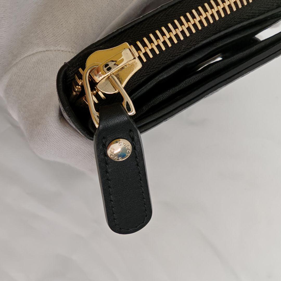 美品 　GUCCI　折財布　ブラック　マイクロシマ　ロゴ　フォック　ファスナー