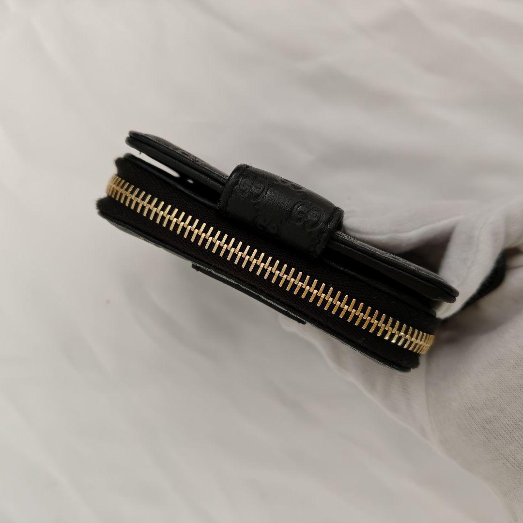 美品 　GUCCI　折財布　ブラック　マイクロシマ　ロゴ　フォック　ファスナー