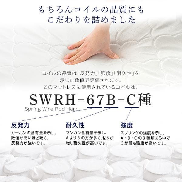 ポケットコイルマットレス セミダブル ホワイト [7167]