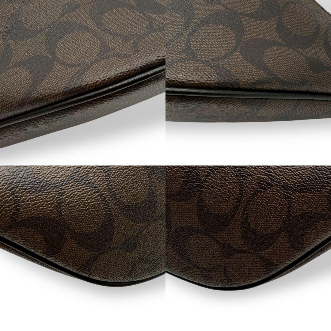 【美品】COACH コーチ ボディバッグ PVC クロスボディ 金具ロゴ 茶