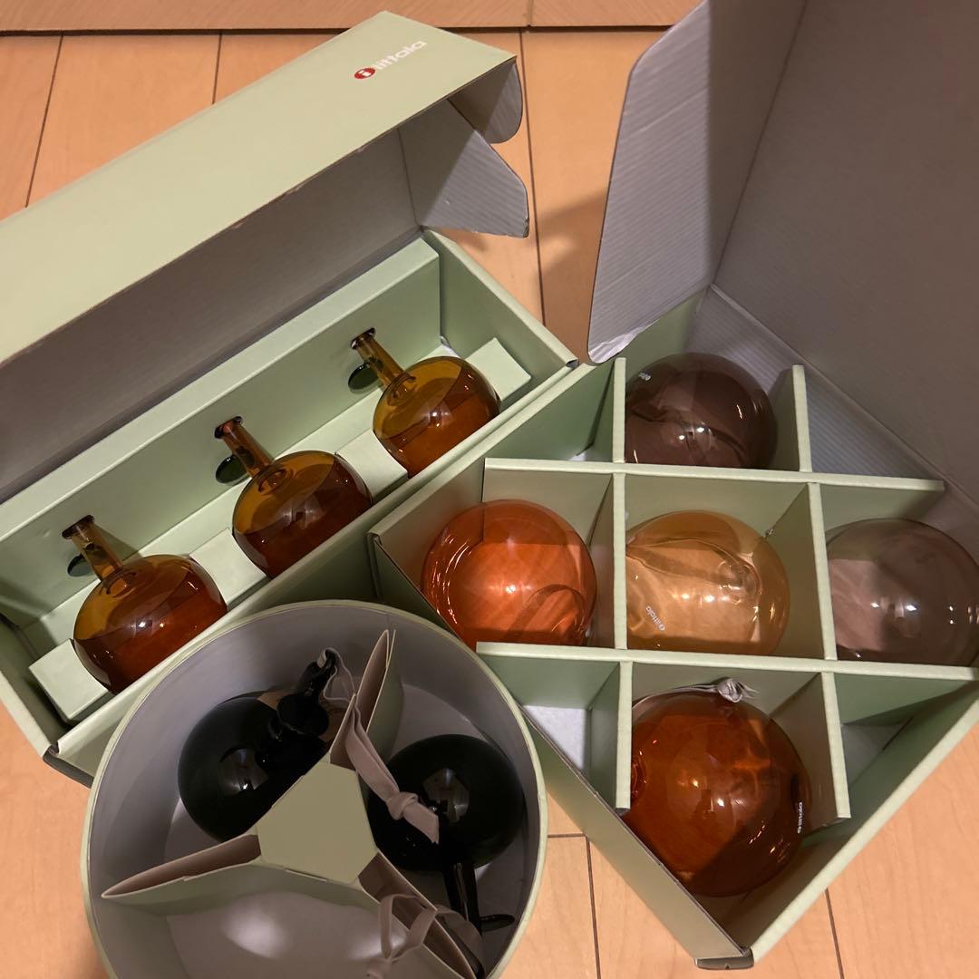 新品未使用品イッタラ ガラスオーナメントセット ボール アップル