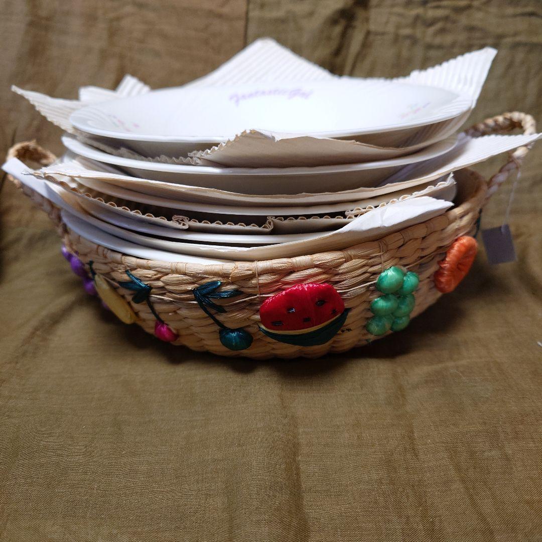 MARUKO バスケット入り陶器のお皿5枚セット