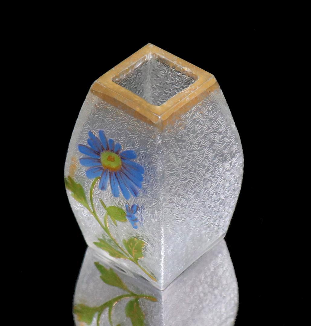 オールド・バカラ 最高級 1900年 金彩エナメルレア型ミニチュール 花柄 花瓶