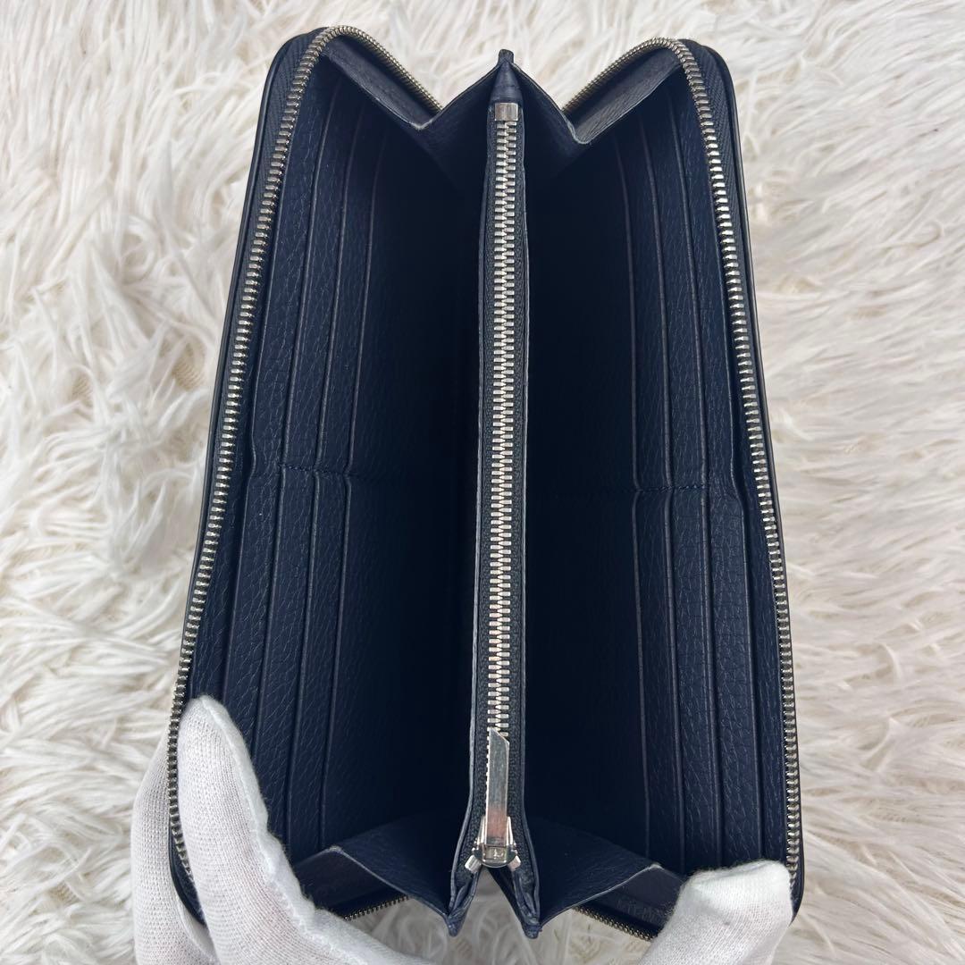 【現行美品】カミーユフォルネ 長財布 ラウンドジップ マリーン シュリンク シボ