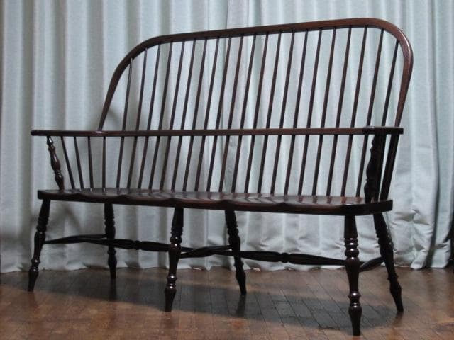 松本民芸家具 ミズメザクラ 楢 無垢材 513型 長ウィンザーチェアⅢ 3人掛け