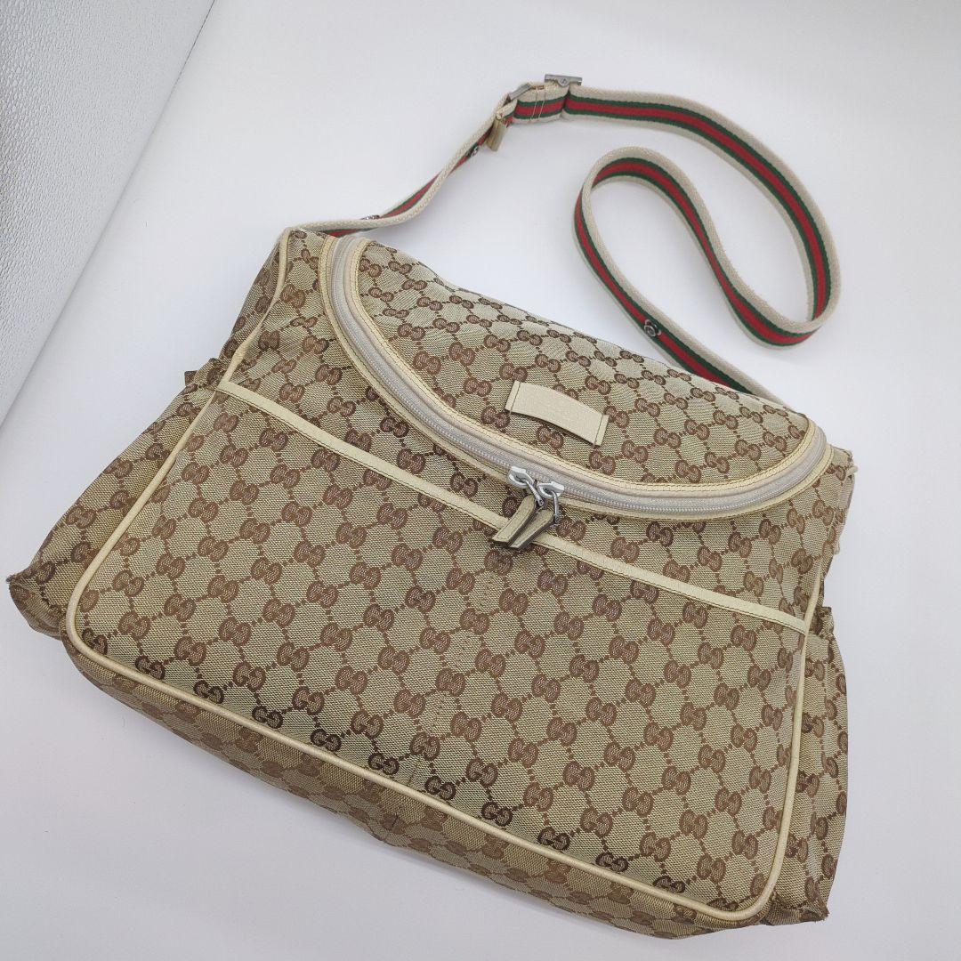 【入手困難・保存袋付】グッチ☆マザーバッグ GGキャンバス シェリーライン レア