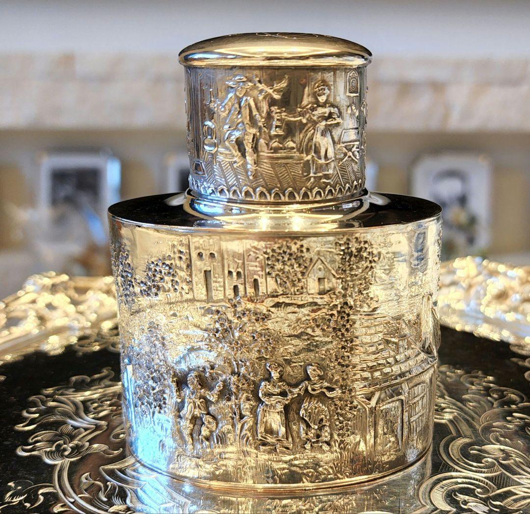 純銀P シルバープレート シルバー ティーキャディ アンティーク