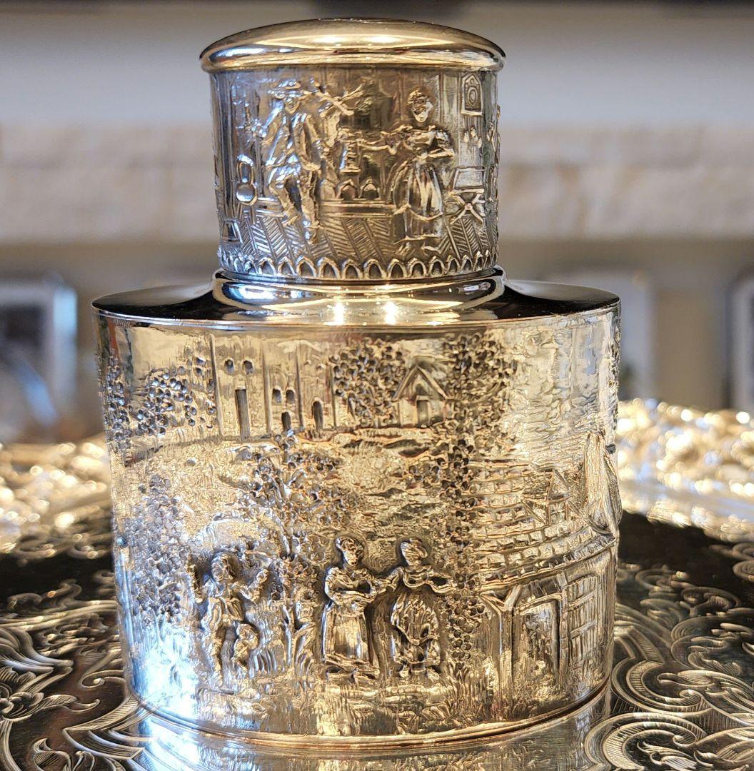 純銀P シルバープレート シルバー ティーキャディ アンティーク