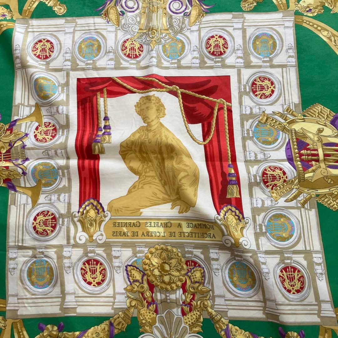 エルメス/カレ90/シャルル・ガルニエへの賛辞/HERMES/スカーフ/緑