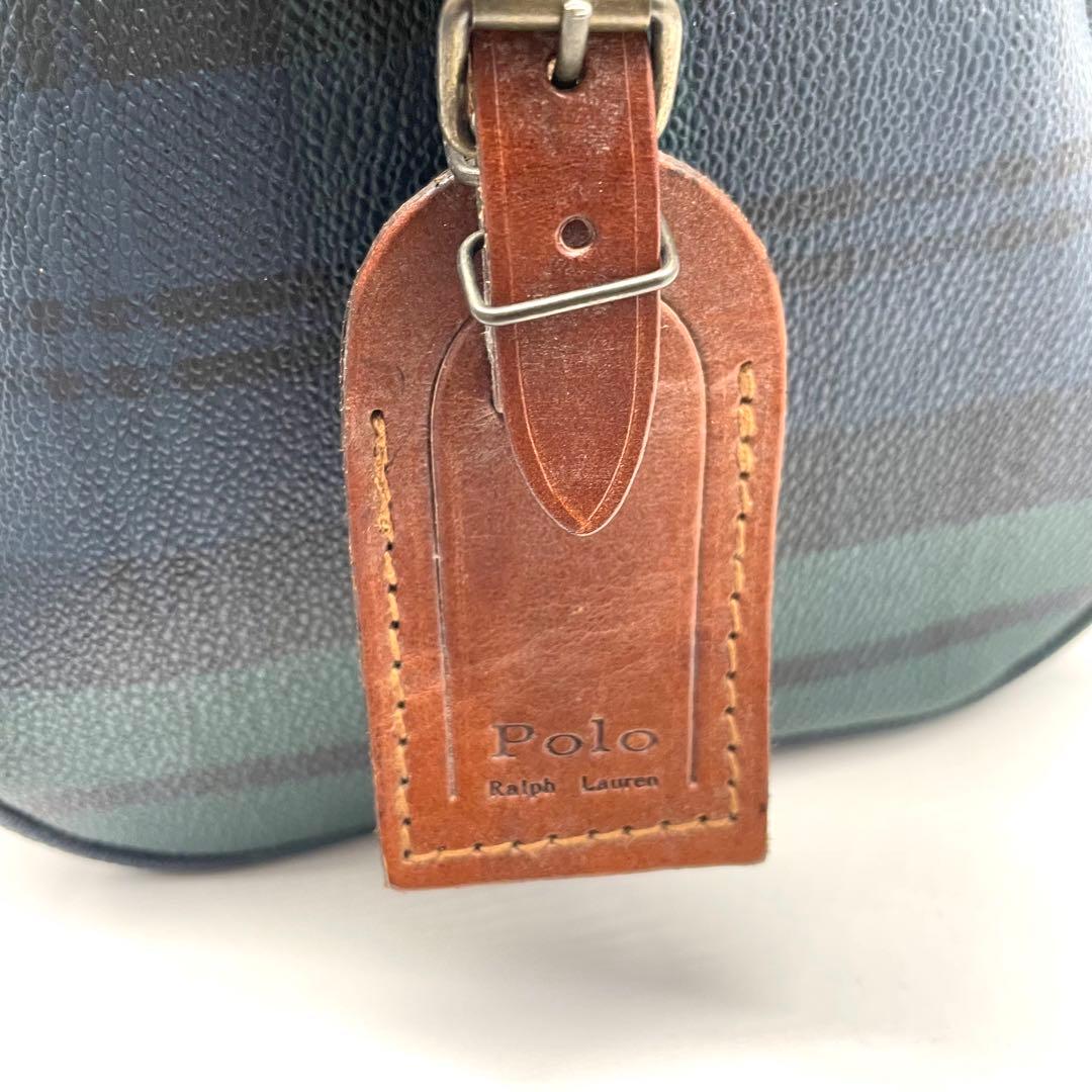 ラルフローレン ミニボストンバッグ ショルダー 2way チェック PVC 革