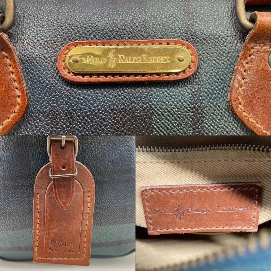 ラルフローレン ミニボストンバッグ ショルダー 2way チェック PVC 革