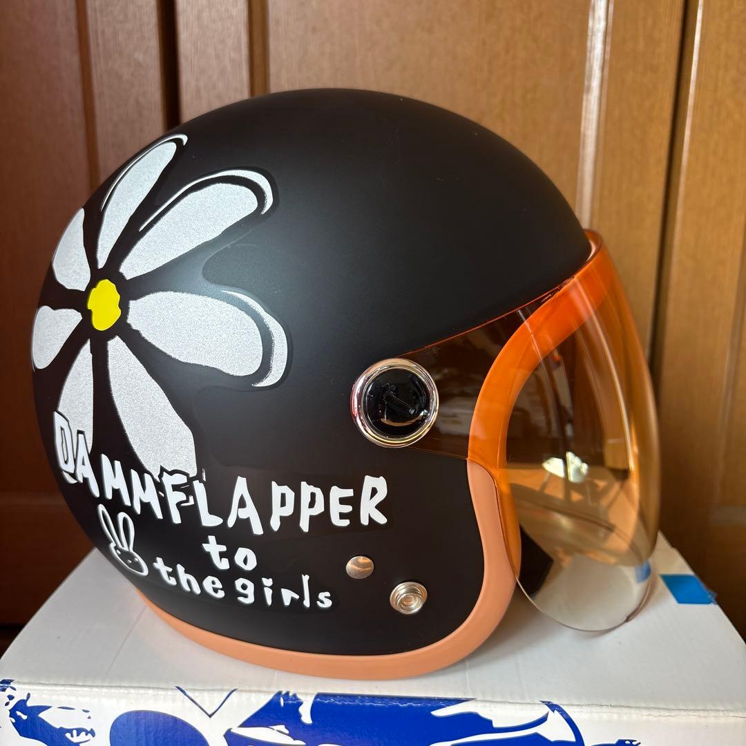 SUNUP フラワージェットヘルメット マットブラック＋グローブ