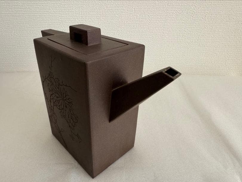 鉄画軒刻 胡耀庭製 紫砂 朱泥 急須