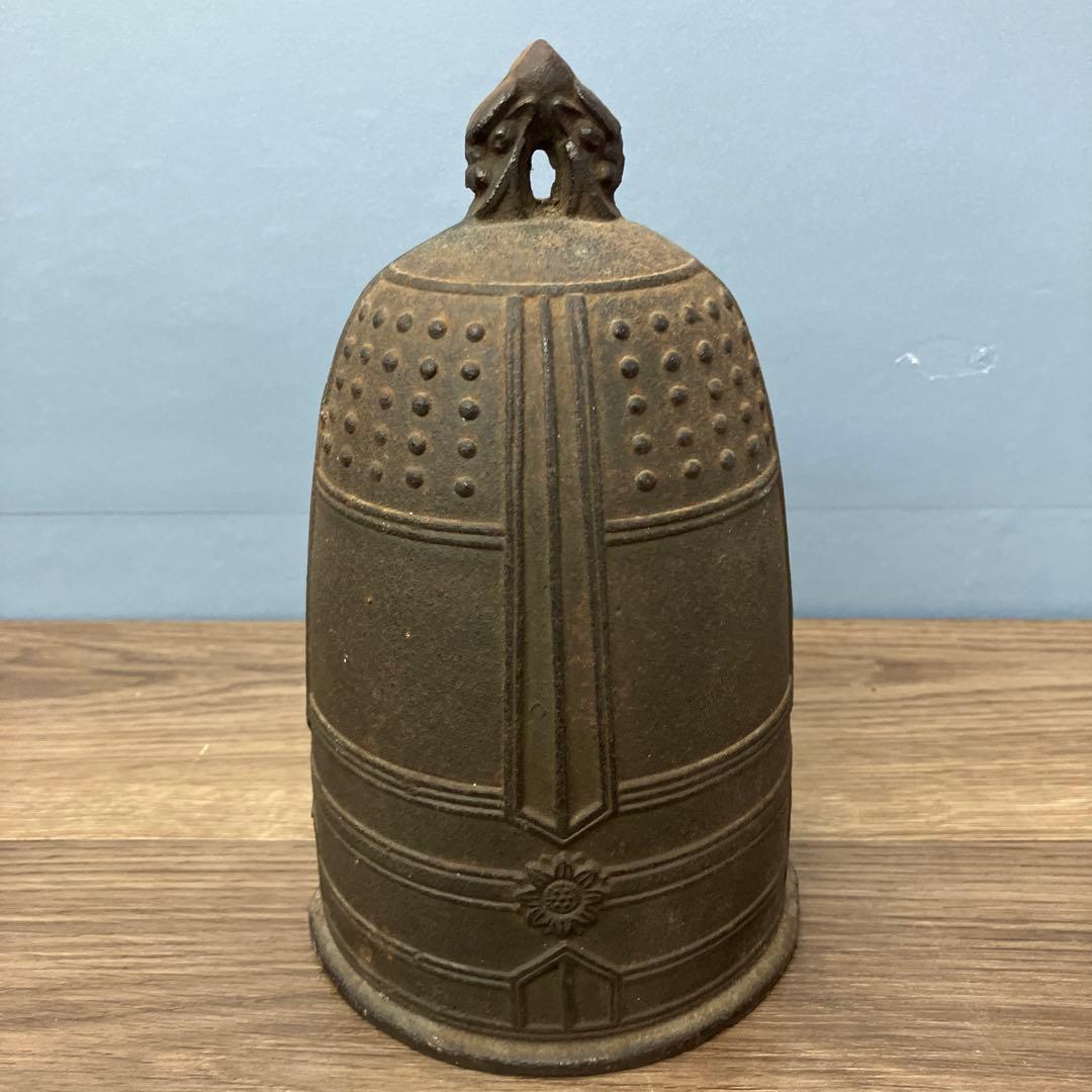 E-4 【稀少/重厚】消防記念品 鉄製 古い釣鐘 鋳物 寺院 アンティーク 置物