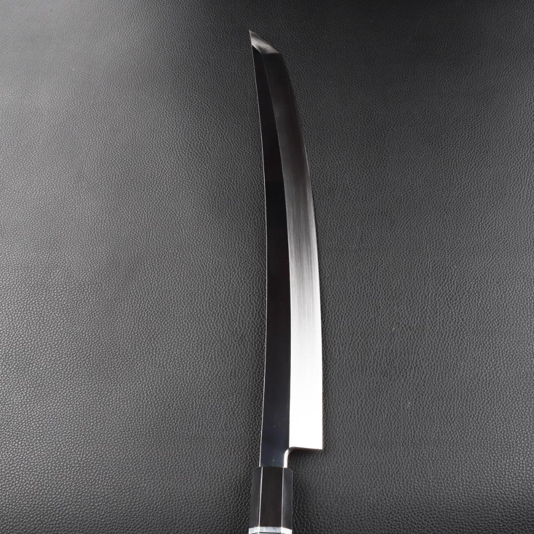 11070鬼反り先丸包丁尺二鏡面仕上げ刺身包丁刃は究極の切れ味黒檀五本銀巻八角柄