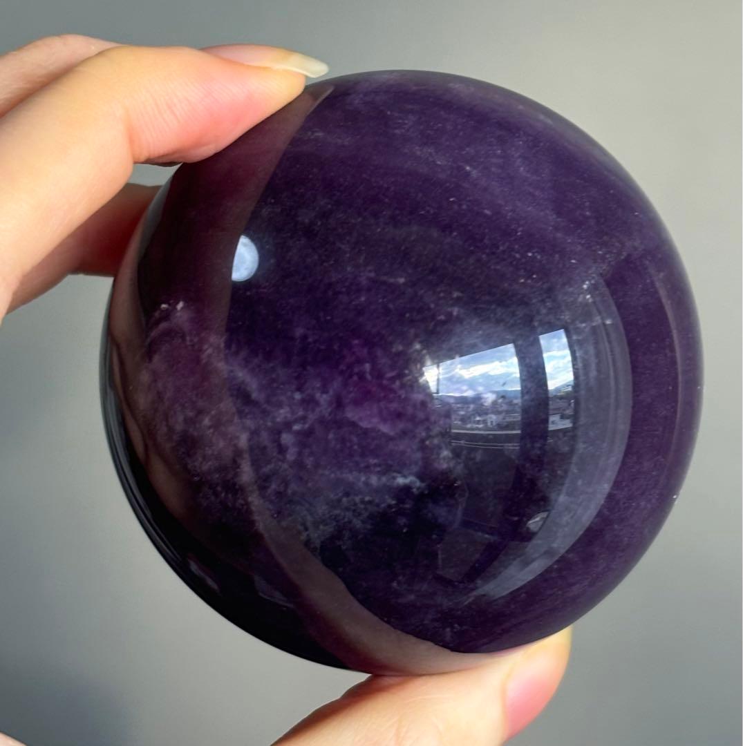 レア　高品質　パープルフローライト　マイカ　スフィア　シルキーフローライト