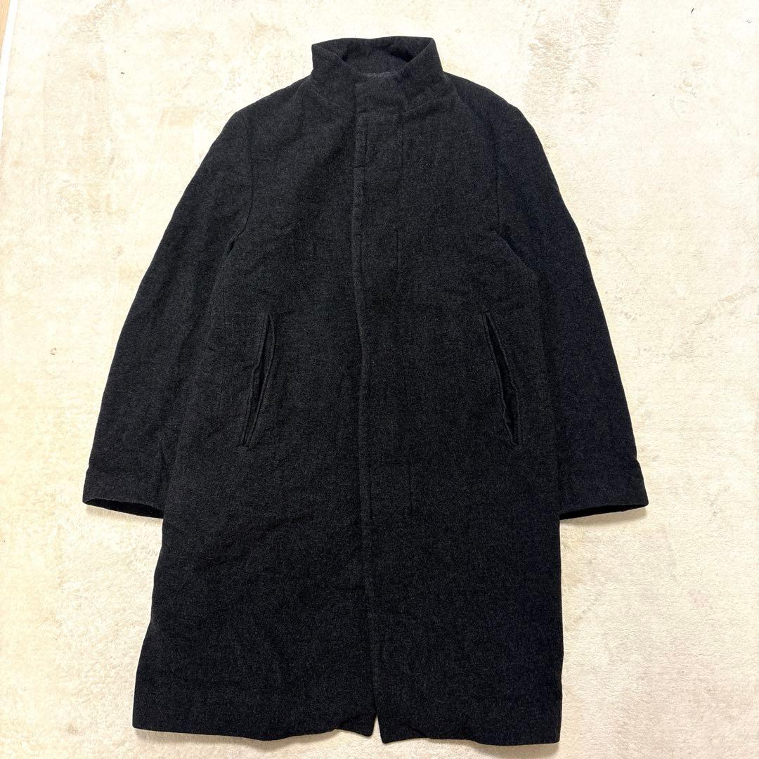 KENZO HOMME カシミヤ　ロングコート ハイネック 霜降りブラック　比翼