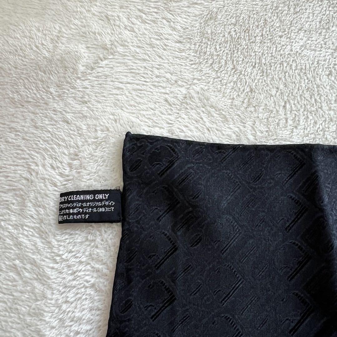 クリスチャンディオール　スカーフ　大判　ロゴ　シルク　トロッター ブラック