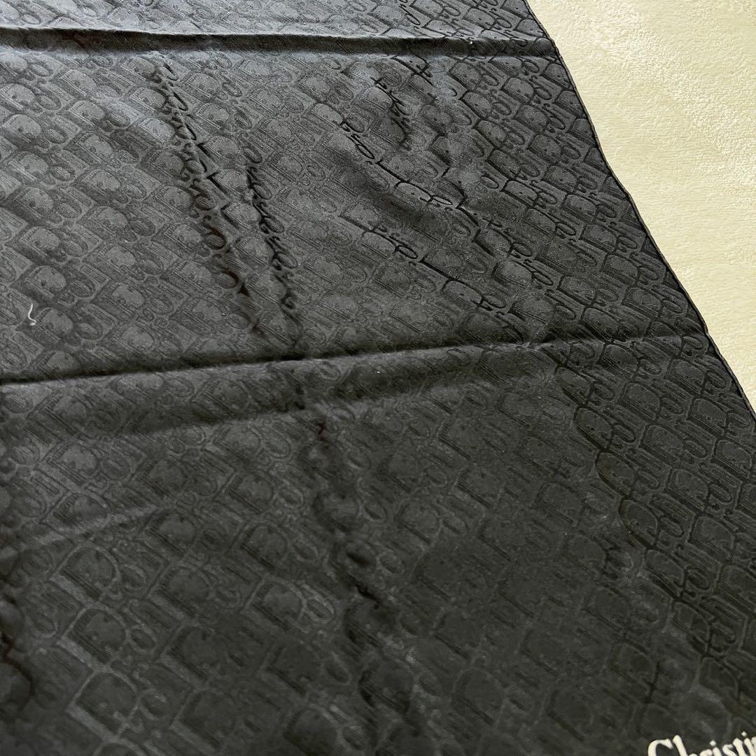 クリスチャンディオール　スカーフ　大判　ロゴ　シルク　トロッター ブラック