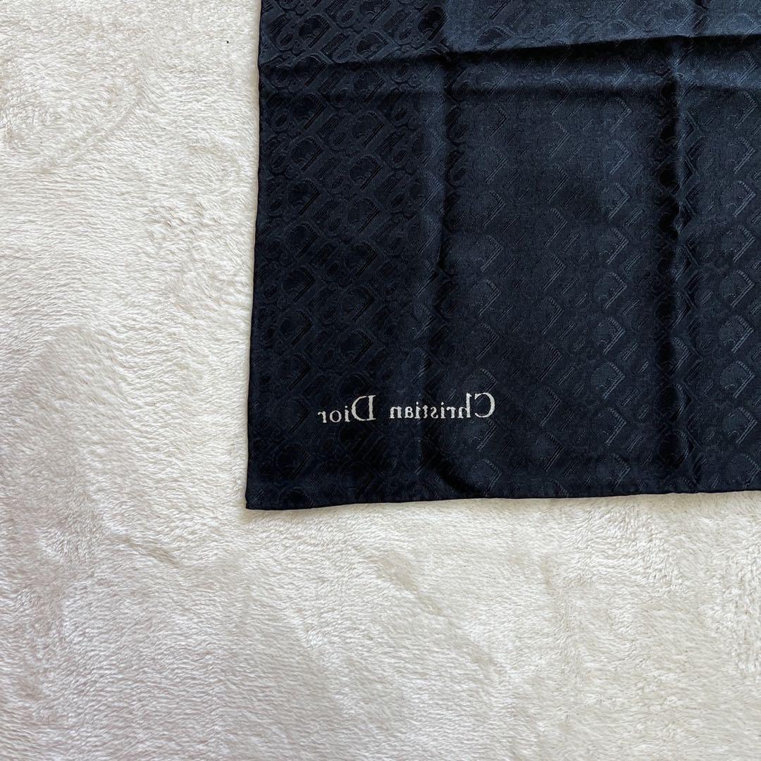 クリスチャンディオール　スカーフ　大判　ロゴ　シルク　トロッター ブラック